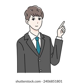 Illustration of a business person pointing and introducing his finger