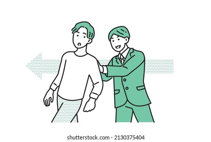 Illustration of a business person pushing Nudge's back