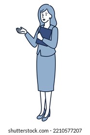 It is an illustration of a business person who performs duties such as a lecturer and an expert.