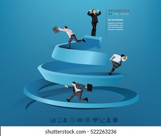 Illustration Of A Business Race With Business Men Running Toward The Goal