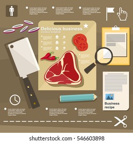 Illustration Business recipe, infographic, business elements in a flat design