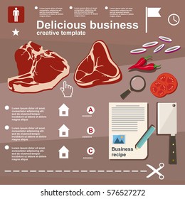 Illustration Business recipe, infographic, business elements in a flat design