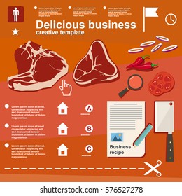 Illustration Business recipe, infographic, business elements in a flat design