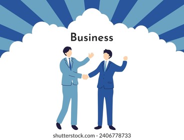 Illustration of a business scene with a handshake