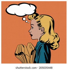 Illustration of a business secretary or a teacher in a pop art/comic style 