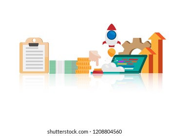 illustration of business startup concept vector flat design