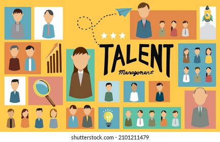 Illustration Of Business Talent Management Concept. Employee Or Workers For Job.Organizational Socialization Illustration. 