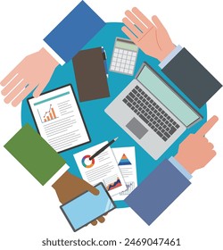Illustration of a business team working together