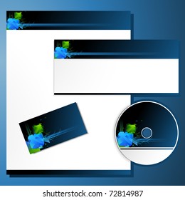 illustration of business template with business card,cd cover and letter head