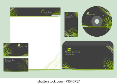 illustration of business template with business card,cd cover and letter head