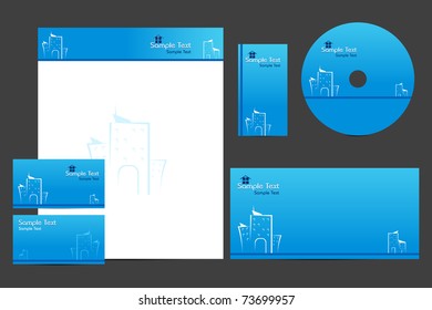 illustration of business template with business card,cd cover and letter head