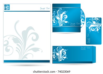 illustration of business template with business card,cd cover and letter head