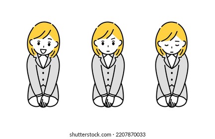 Illustration Of A Business Woman Bowing.