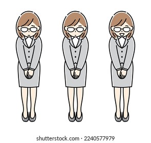 Illustration of a business woman bowing.
