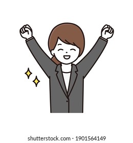 Illustration of a business woman doing a guts pose with a smile