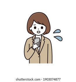 Illustration of a business woman filling in with a troubled face