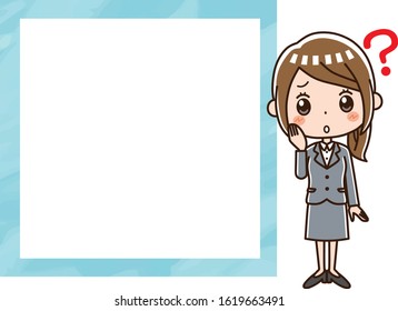 Illustration of business woman and frame.