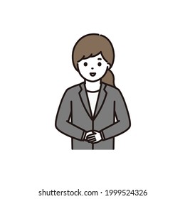 Illustration of a business woman greeting with a smile