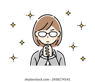 Illustration of a business woman praying.