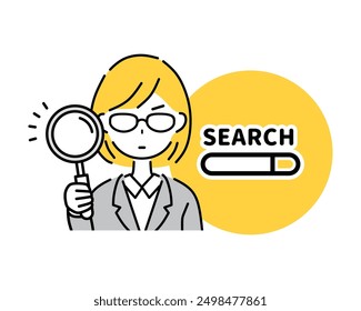 Illustration of a business woman searching.