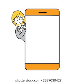 Illustration of a business woman with a smartphone.