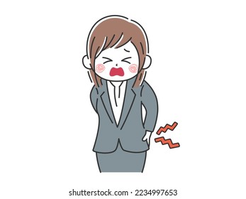 Illustration of a business woman with a sore back.