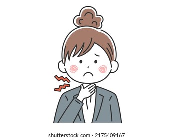 Illustration of a business woman with a sore throat.