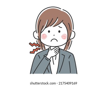 Illustration of a business woman with a sore throat.