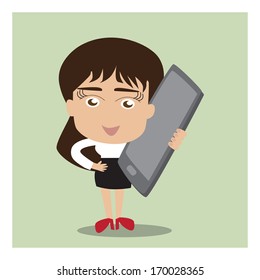 illustration of a business woman talking on mobile 