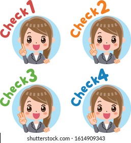 Illustration of a business woman teaching points.