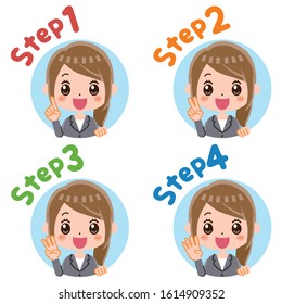 Illustration of a business woman teaching points.