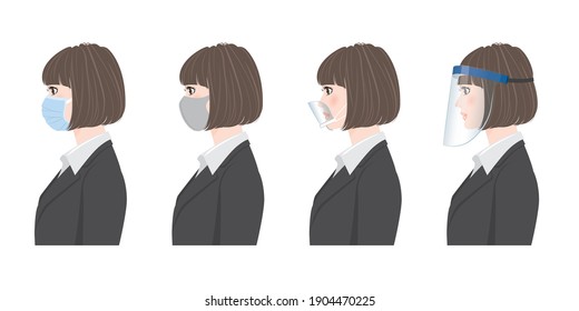 Illustration of a Business woman. Virus infection countermeasures.