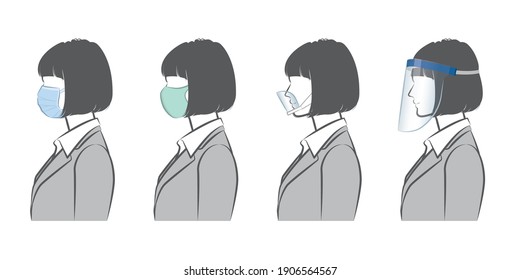 Illustration of a Business woman. Virus infection countermeasures.