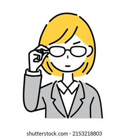 Illustration of a business woman wearing glasses.