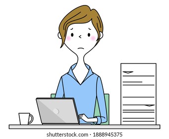 It is an illustration of a business woman who does not finish her work.