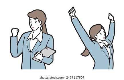 Illustration of a business woman working hard.