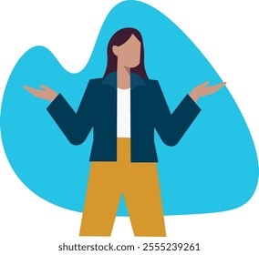 an illustration of a business women describing something