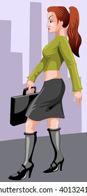 Illustration of business women hands with briefcase	