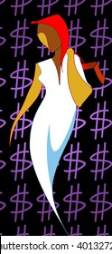 Illustration of business women hands with briefcase	