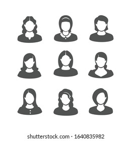 Illustration Business Women Icon Black and White Vector