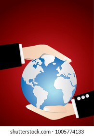 Illustration of business.The world is on hand of businessman. Everything in the world depends on the businessman.