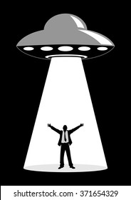 Illustration of a businessman abducted by unidentified flying object