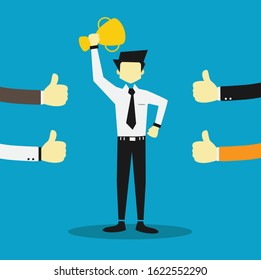 Illustration of Businessman Achieve Success and be Appreciated