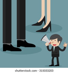  illustration of businessman announcing through megaphone