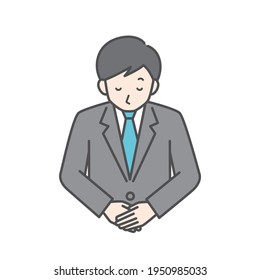 Illustration of a businessman bowing.