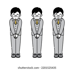 Illustration of a businessman bowing.