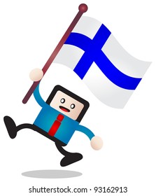illustration of businessman bring flag