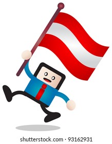 illustration of businessman bring flag