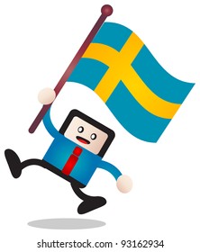 illustration of businessman bring flag
