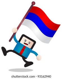 illustration of businessman bring flag